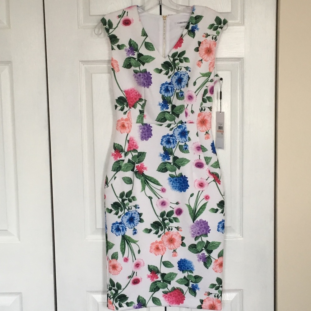 NWT White Floral Calvin Klein, Size 2